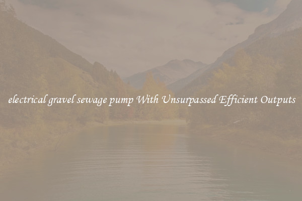 electrical gravel sewage pump With Unsurpassed Efficient Outputs