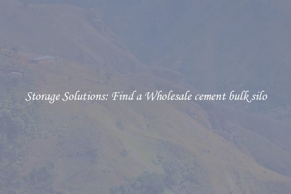Storage Solutions: Find a Wholesale cement bulk silo