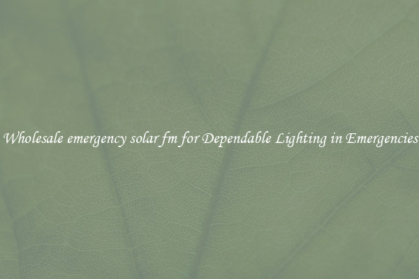 Wholesale emergency solar fm for Dependable Lighting in Emergencies